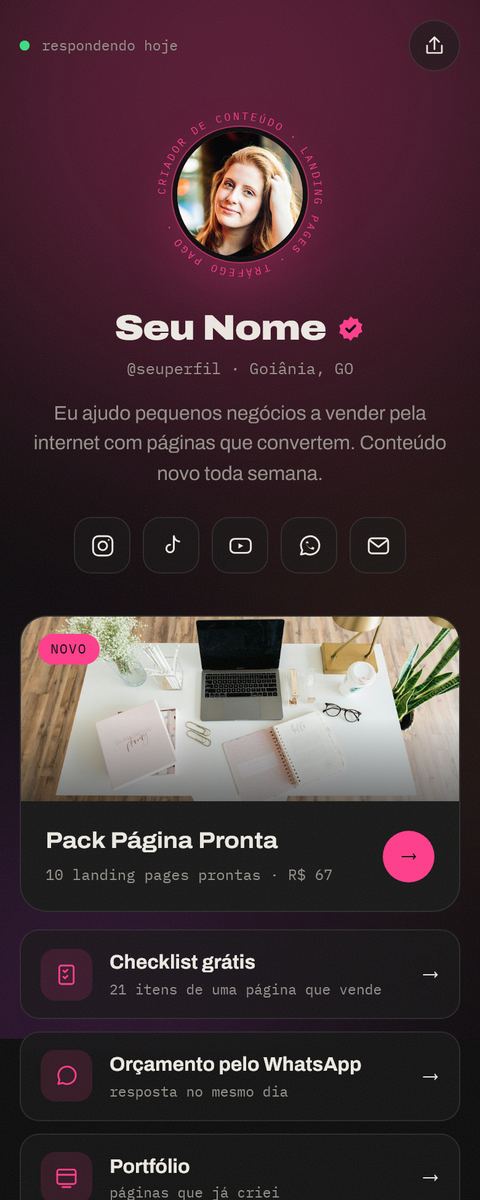 Prévia do modelo link na bio